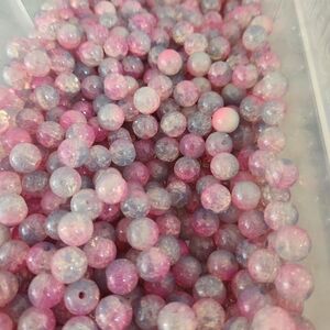 10mm glass beads. Pink and Purple Crackle Beads